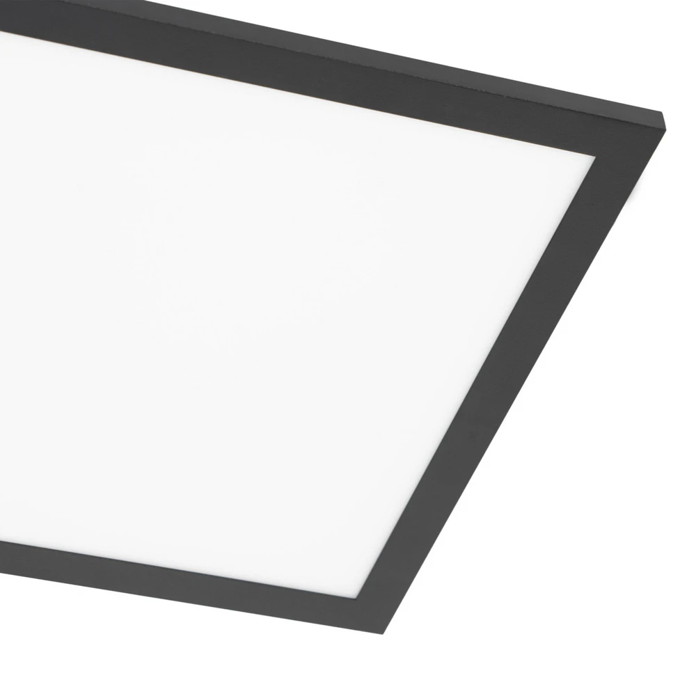 Lindby Panneau LED Lamin, noir, 30 cm, aluminium, CCT, télécommande avec Support de Plafond