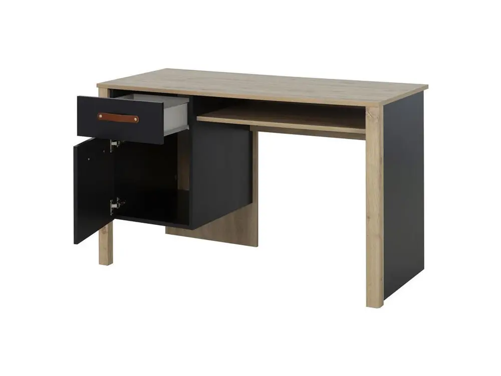 Fax Numérique Bureau 1 tiroir 1 porte Chêne/Noir - ESTHER