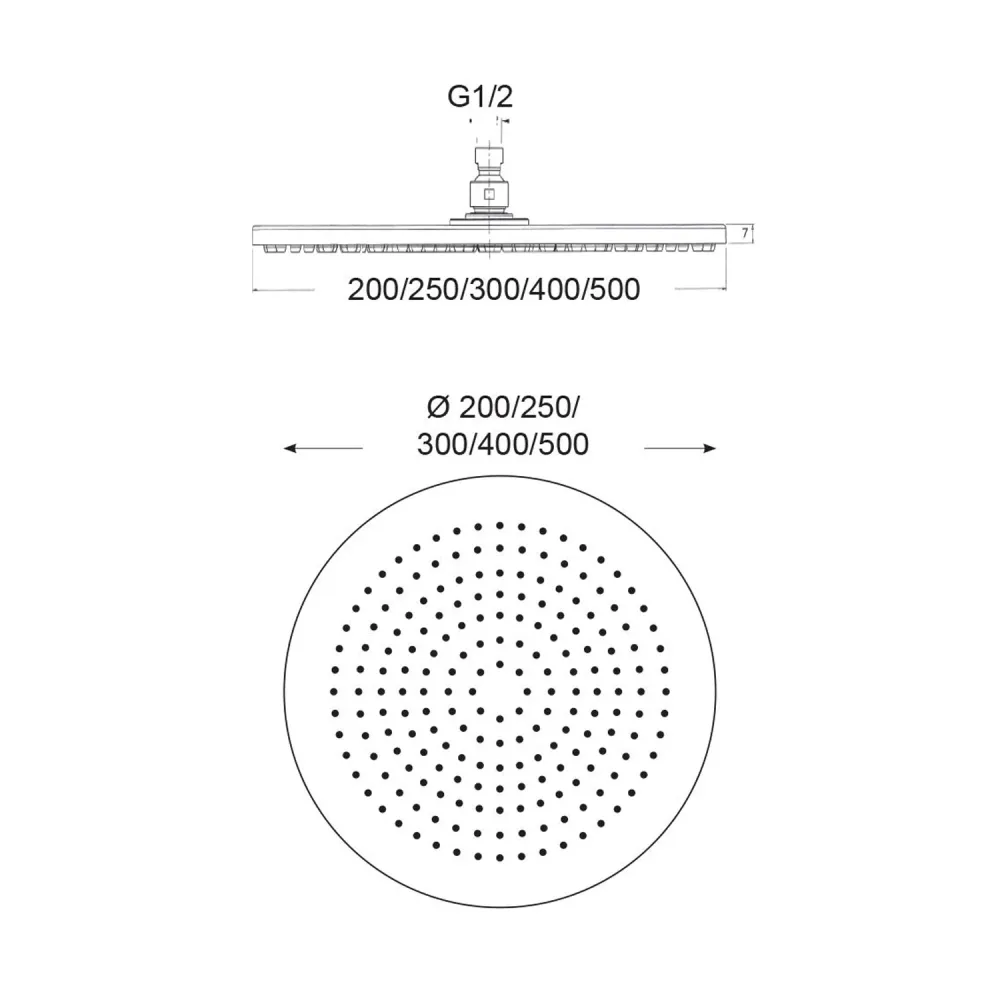 Douchette ronde Vienne 250mm nickel mat monojets inspectable en Aluminium anodisé