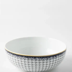 Jenna Clifford Galateo Blue Check Salad Bowl - Blanc pur