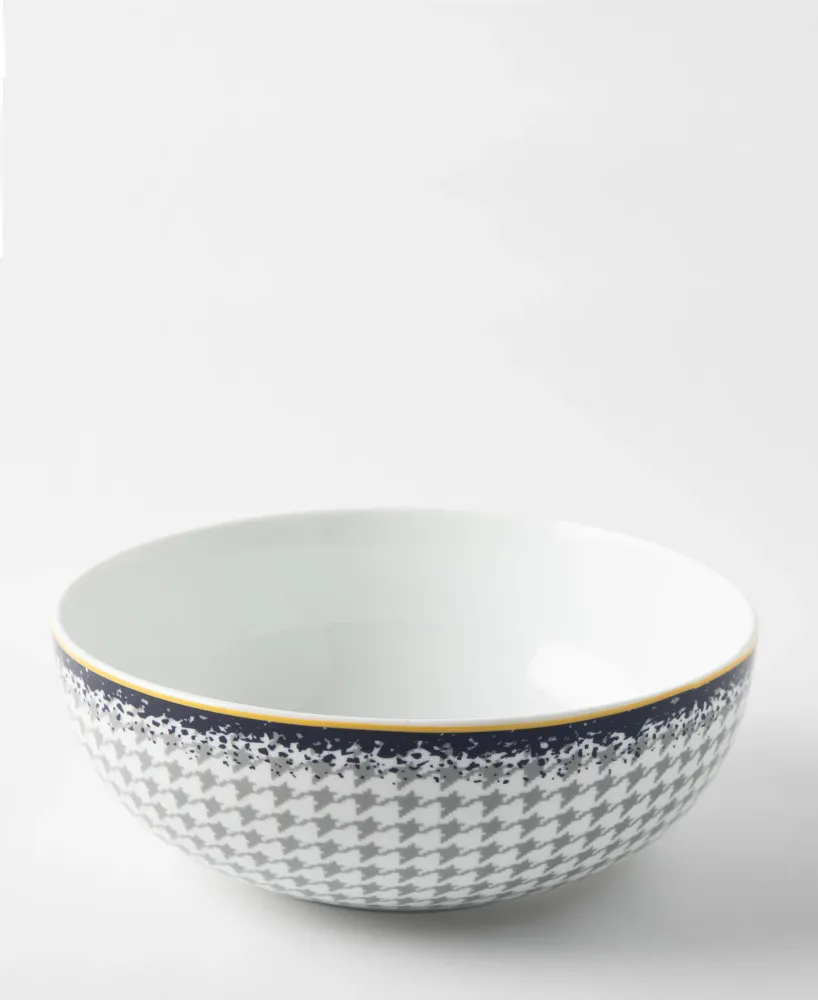 Jenna Clifford Galateo Blue Check Salad Bowl - Blanc pur