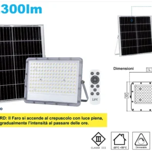 PROIETTORE SOLARE LED FB2-200 20W 4000K 2300LM 39.9FB2200N LIFE en Aluminium anodisé